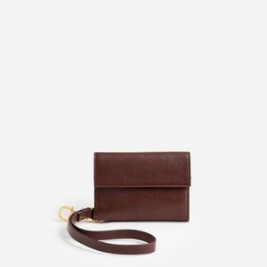 Madewell Wallet Card Case Wristlet Chocolate Leather NEW